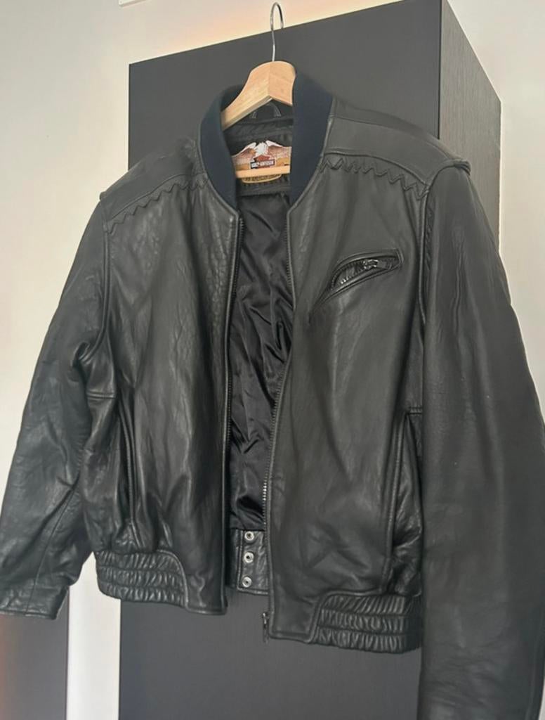 Zwarte Harley Davidson jas XL, Verzenden, Tweedehands, Dames, Jas | leer