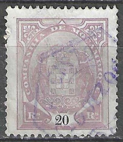 Mozambique 1894/1902 - Yvert 13B - Wapenschild - 20 r. (ST), Postzegels en Munten, Postzegels | Afrika, Gestempeld, Verzenden