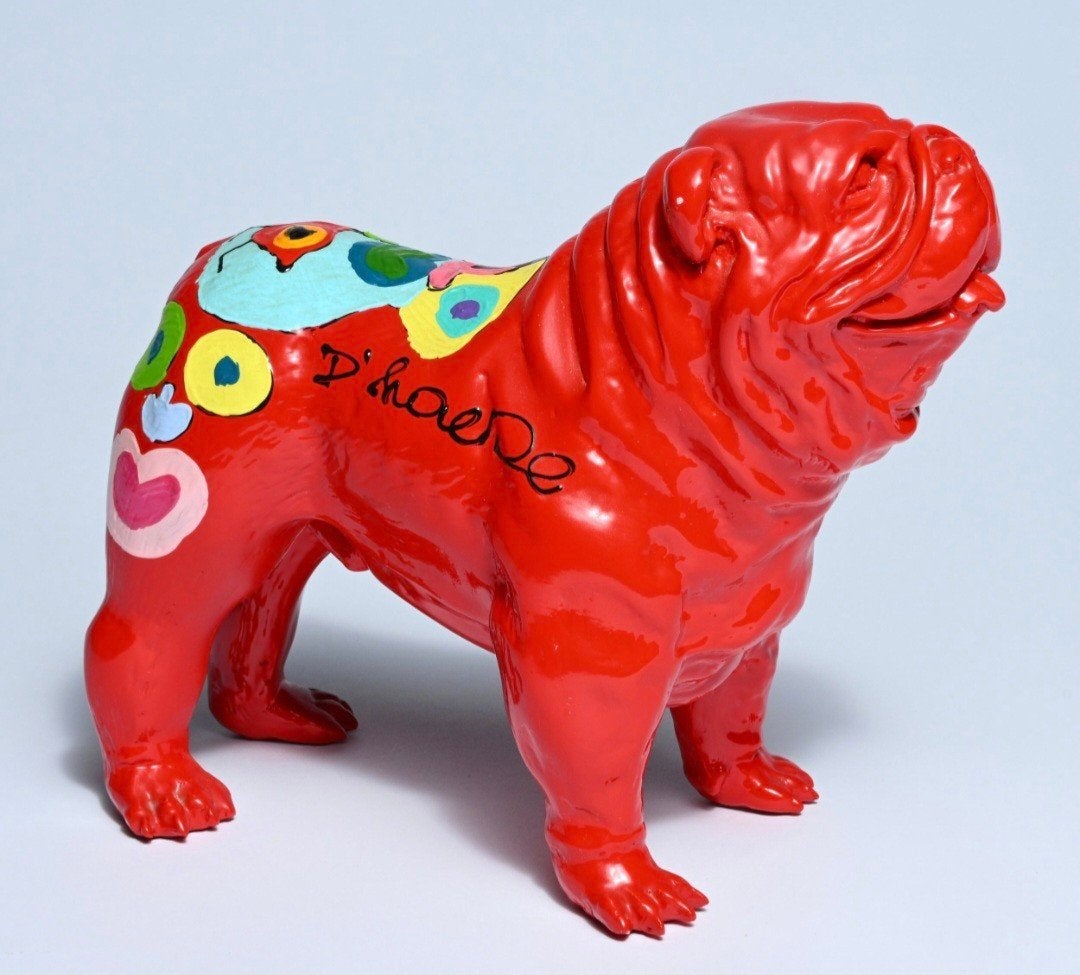 DHAESE Hannes "I wove you" bulldog in kunststof, Antiek en Kunst, Ophalen, Kunststof