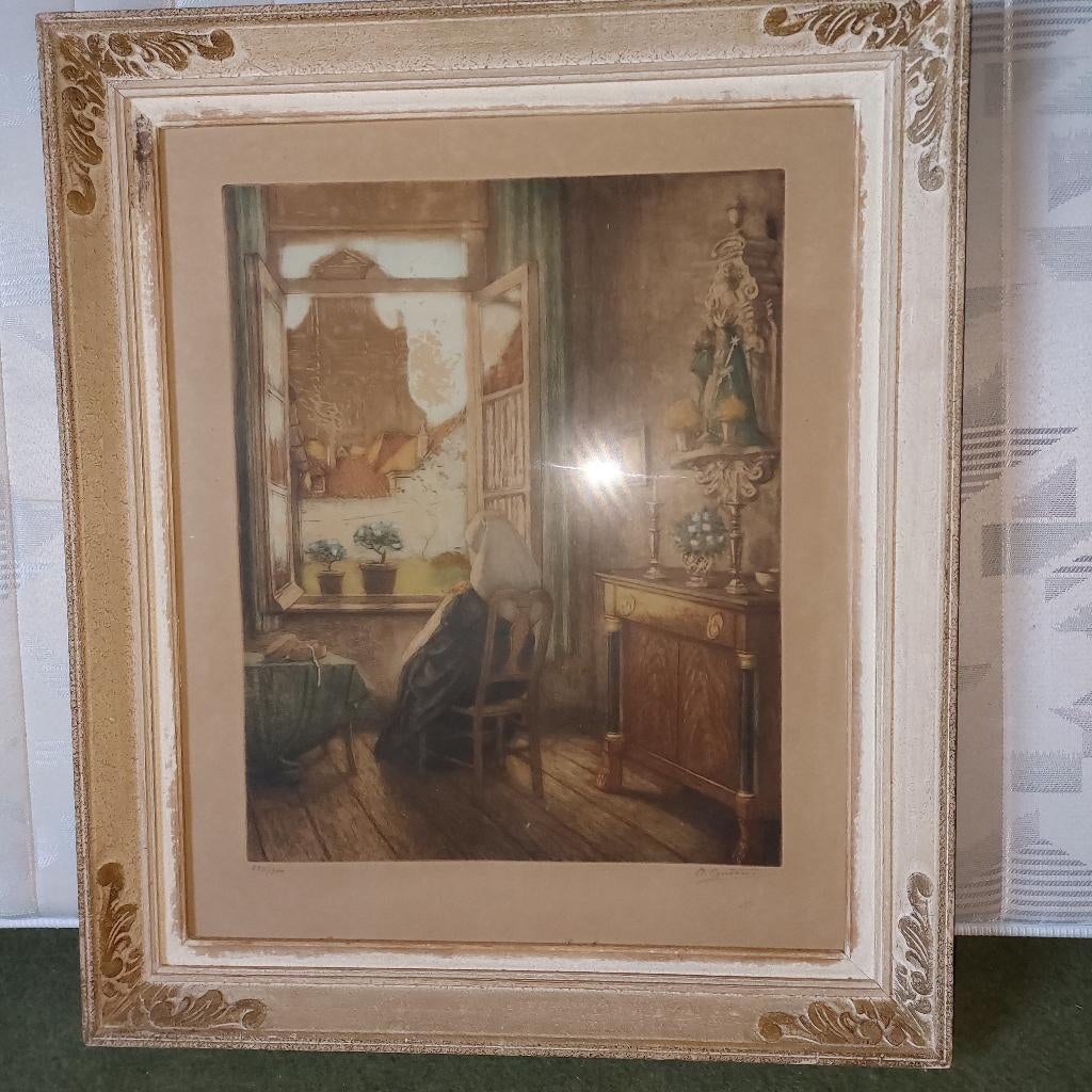 oude ets, Antiek en Kunst, Kunst | Etsen en Gravures, Ophalen, 63 cm, Ets, 74 cm