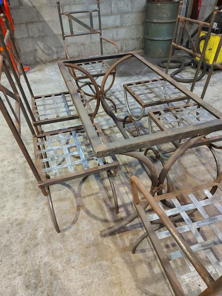 Metalen tafel met 6 stoelen niet behandeld, Ophalen, Nieuw, Metaal