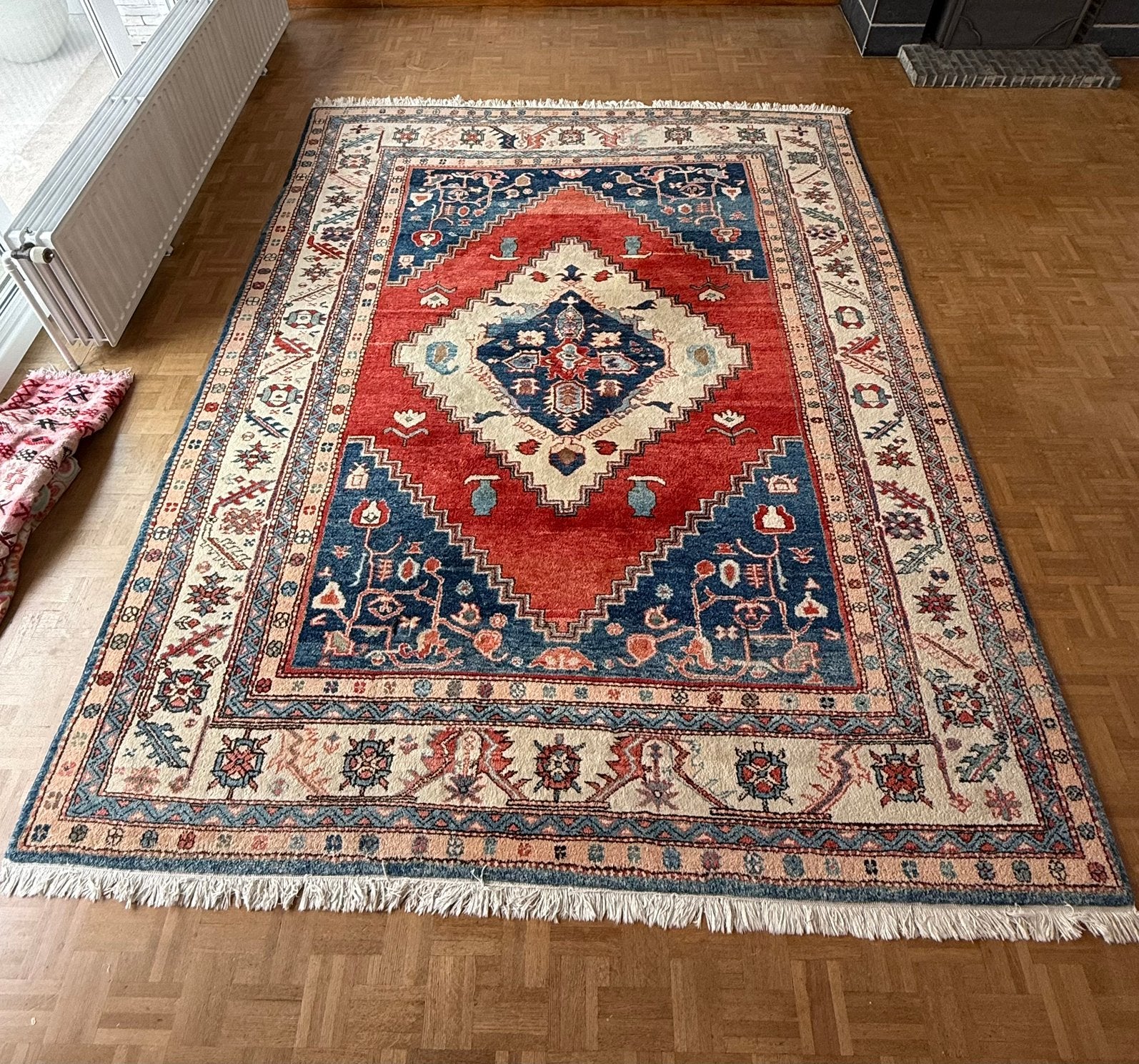 Wollen tapijt, Maison & Meubles, 200 cm ou plus, 200 cm ou plus, Bleu, Enlèvement