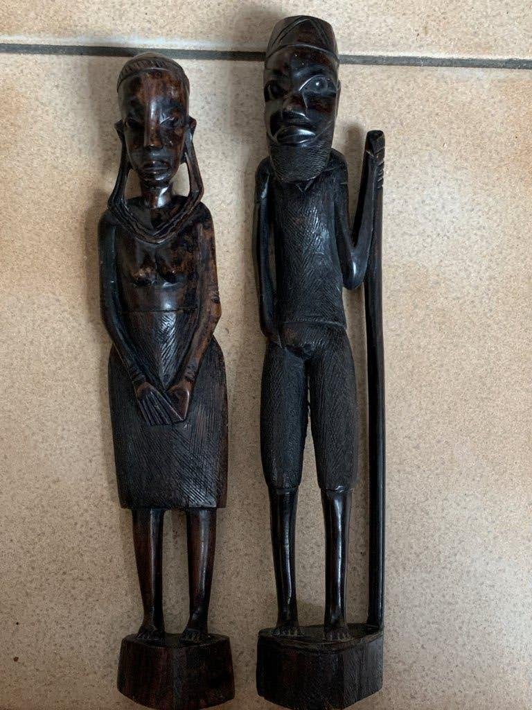 BEELDEN HOUT KOPPEL, Antiek en Kunst, Ophalen, Hout, Beeld