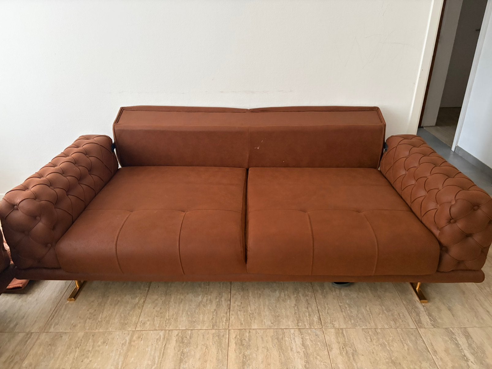 Canapé d’angle marron – État impeccable, 75 à 100 cm, Banc d'angle, Comme neuf, Enlèvement