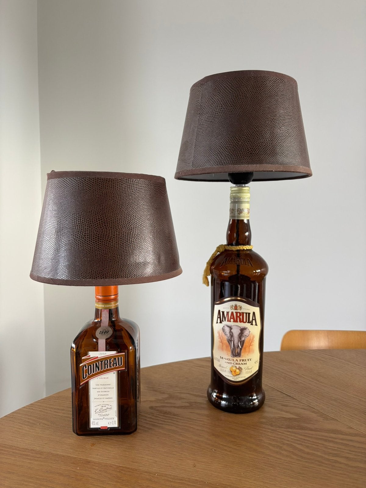 Set Tafellampen Cointreau & Amarula, Moins de 50 cm, Vintage, Verre, Enlèvement