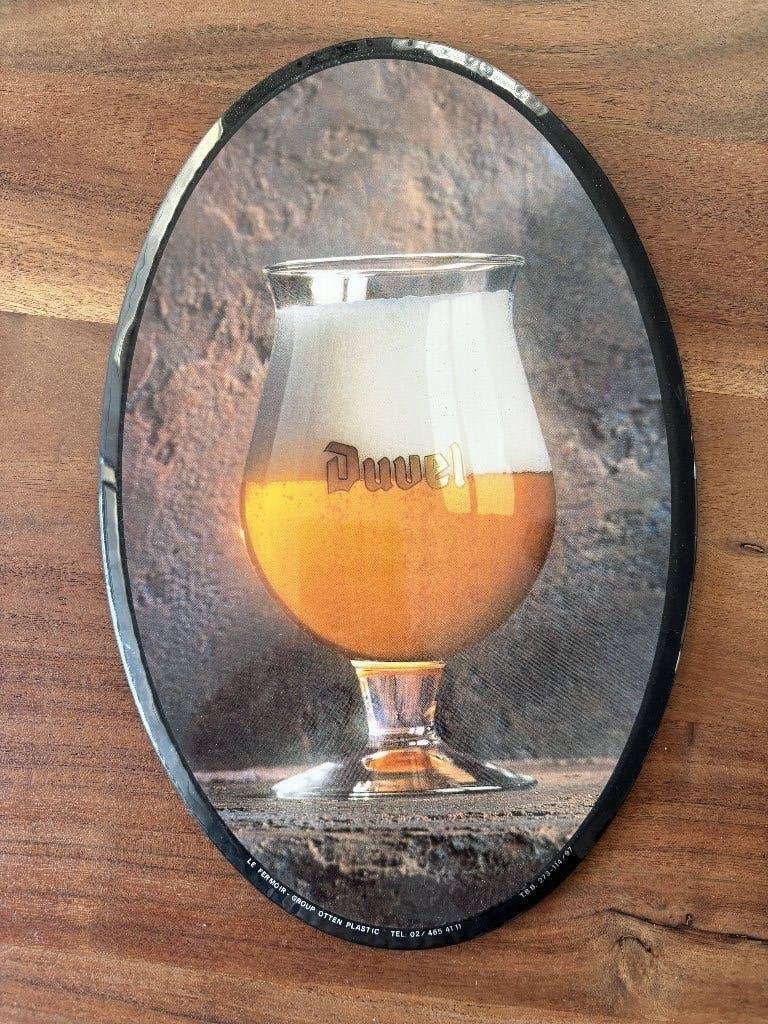 Duvel reclame bord ovaal, Collections, Marques de bière, Enlèvement, Comme neuf, Panneau, Plaque ou Plaquette publicitaire, Duvel