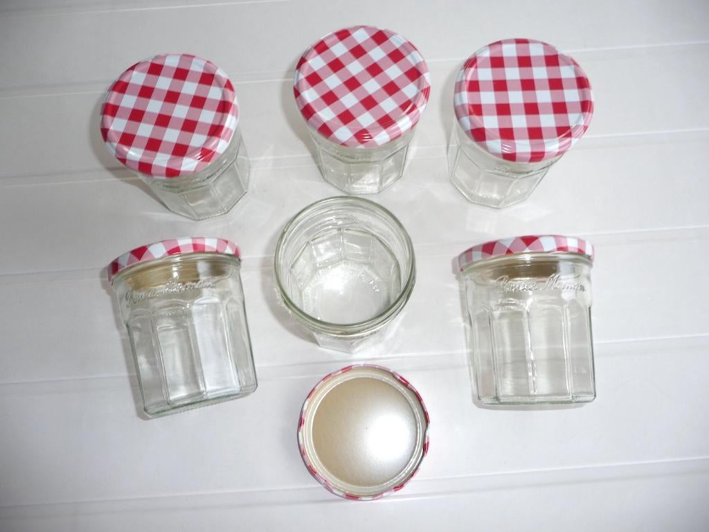 Confituurpotten Bonne Maman 370 gr (tot 60 stuks), Ophalen of Verzenden, Zo goed als nieuw, Glas, Pot, Bus of Blik