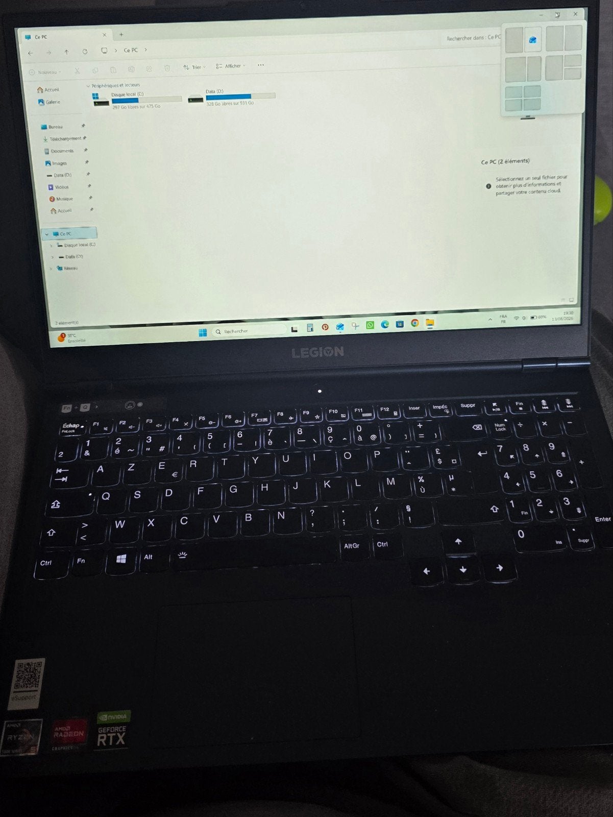 lenovo legion 5 - NVIDIA RTX 3060 gpu version haute performa, Informatique & Logiciels, 16 pouces, Comme neuf, Enlèvement, Gaming