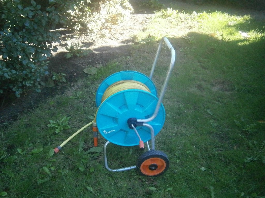 Gardena slangenwagen+kraanstukken +19meter slang, Ophalen of Verzenden, Gebruikt, Tuinslanghaspel