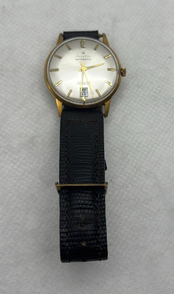 Vintage Dauphin Automatic 25 Rubis Incabloc Swiss Watch, Handtassen en Accessoires, Horloges | Heren, Ophalen of Verzenden, Gebruikt
