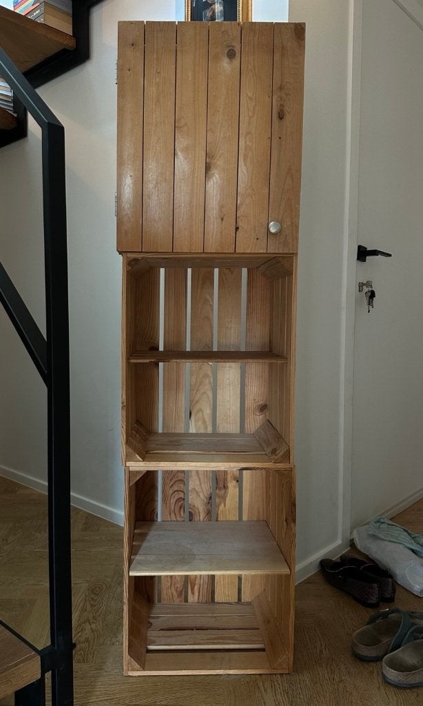 3 modulaire houten opbergkasten/vakkenkasten — stapelbaar, Ophalen, Gebruikt