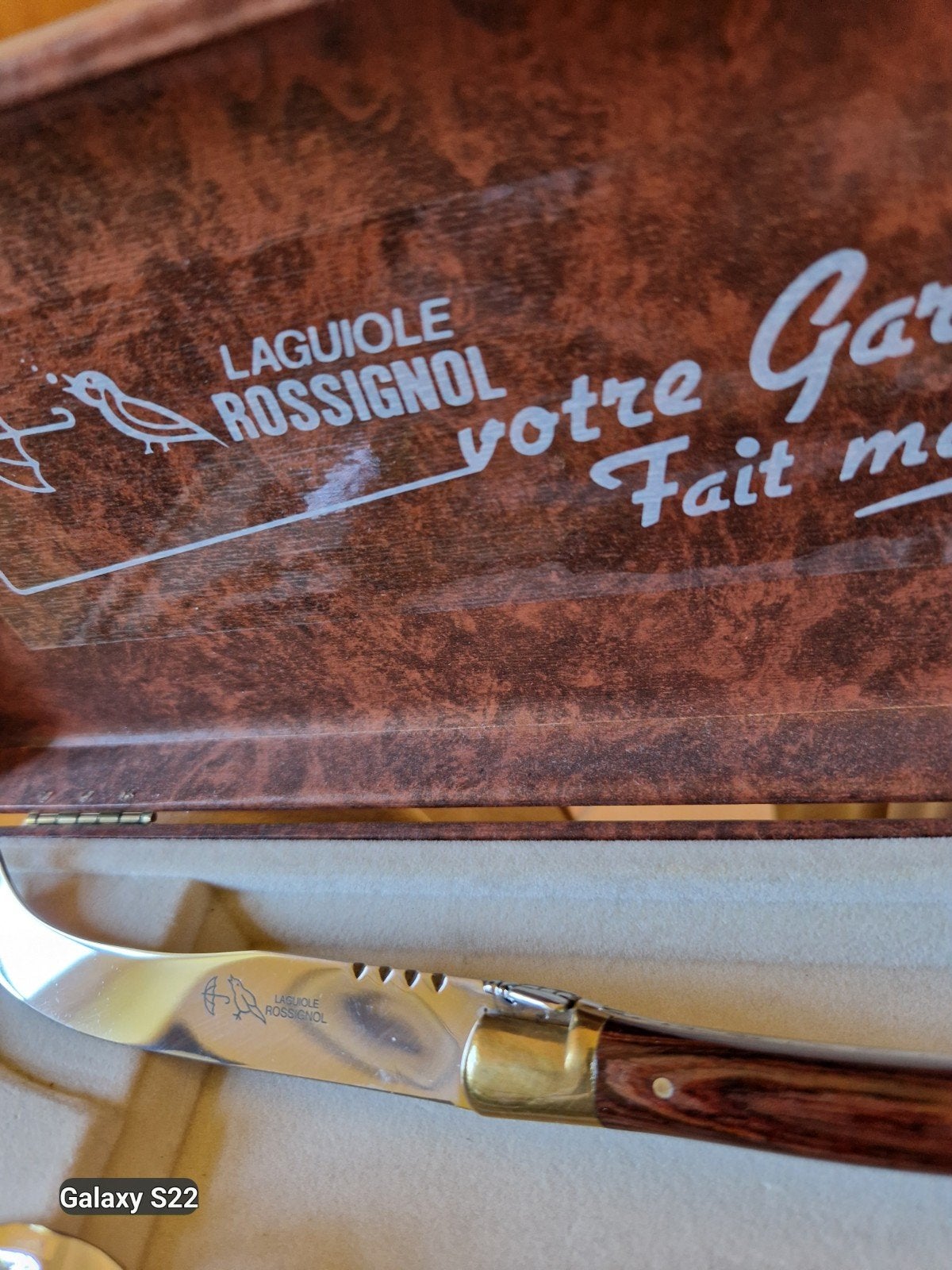 Lagiole Rossignol doos met inscripties aan de binnenkant., Antiek en Kunst, Antiek | Woonaccessoires, Ophalen of Verzenden