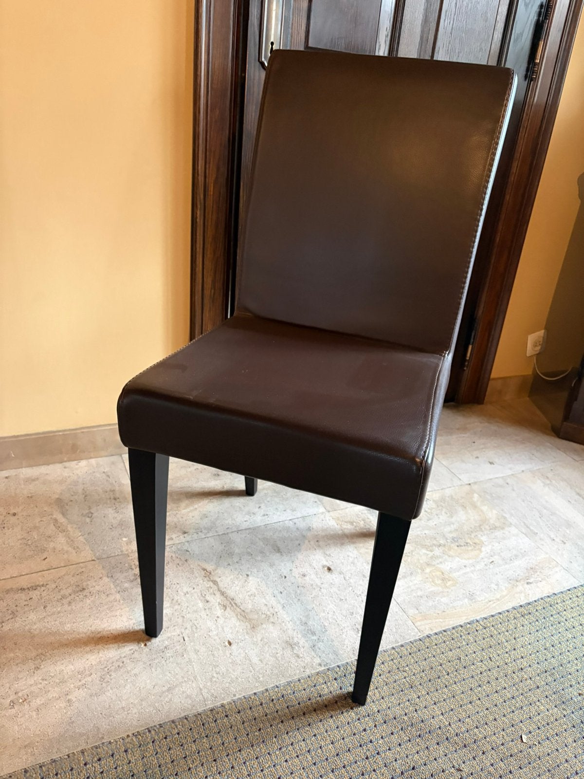 6 bruin lederen stoelen, Huis en Inrichting, Ophalen, Zo goed als nieuw, Bruin