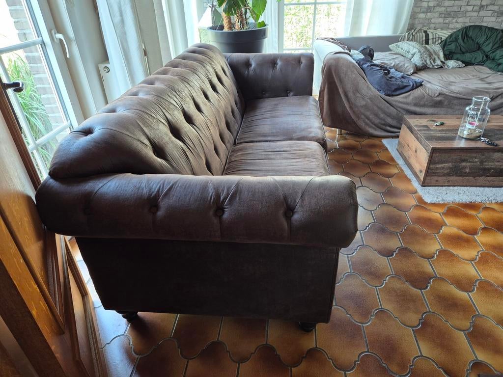 Chesterfield look zetel stof 3 zit, Enlèvement, Tissus