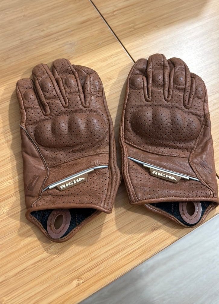 Richa bruine motorhandschoenen, Motoren, Ophalen, Tweedehands, Handschoenen