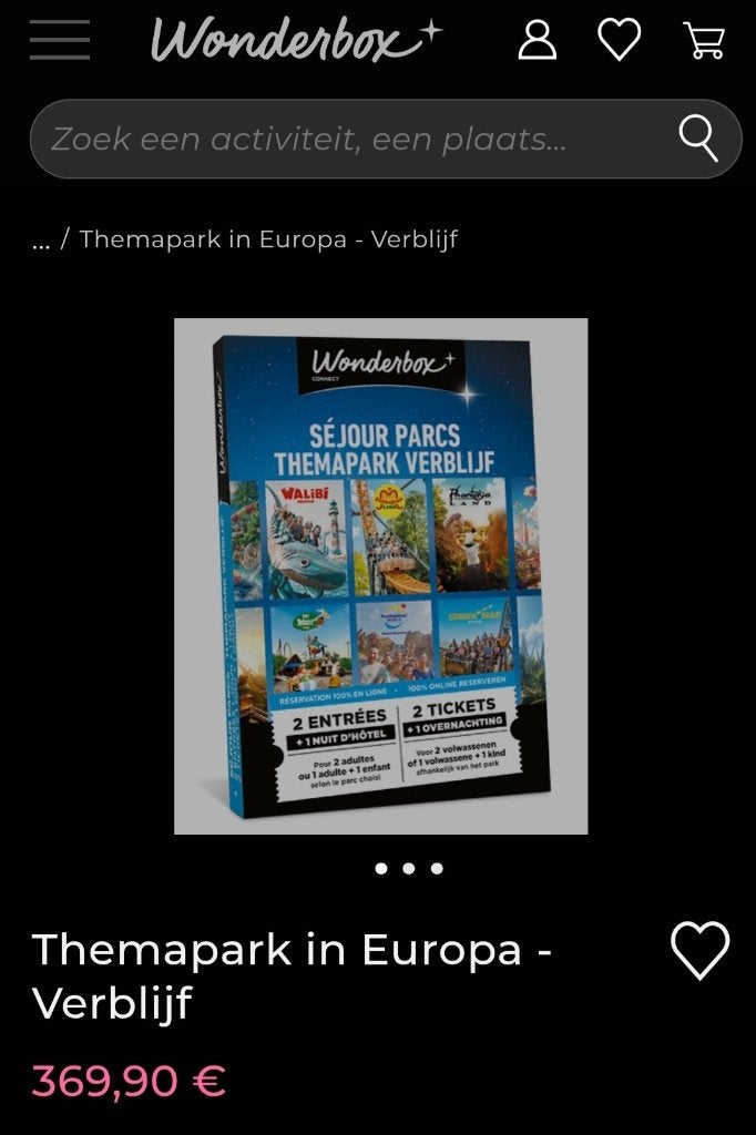 Wonderbox themapark Europa, Tickets en Kaartjes, Twee personen, Cadeaubon, Arrangement, Pretpark