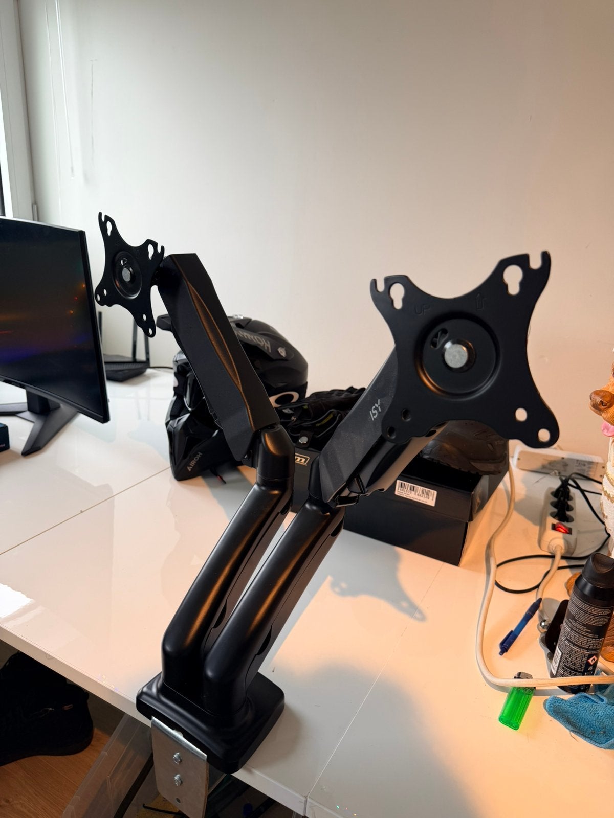 Monitorbeugel voor 2 schermen, Ophalen, Zo goed als nieuw