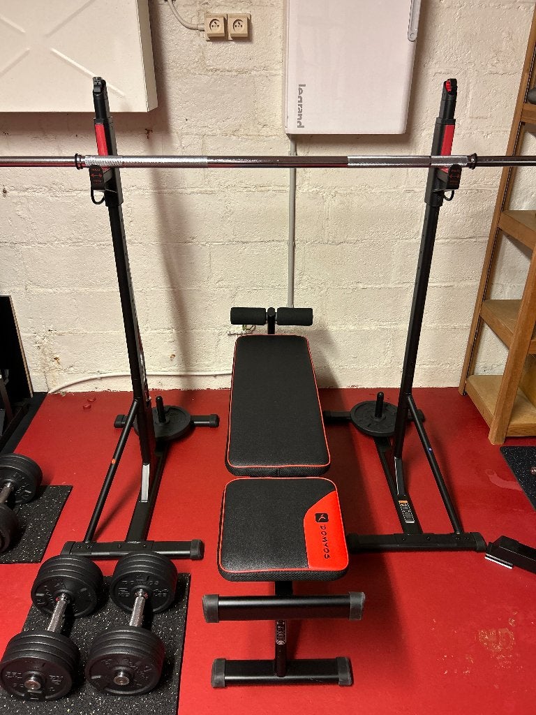 Halterbank + Rack, Ophalen, Gebruikt, Buik, Fitnessbank
