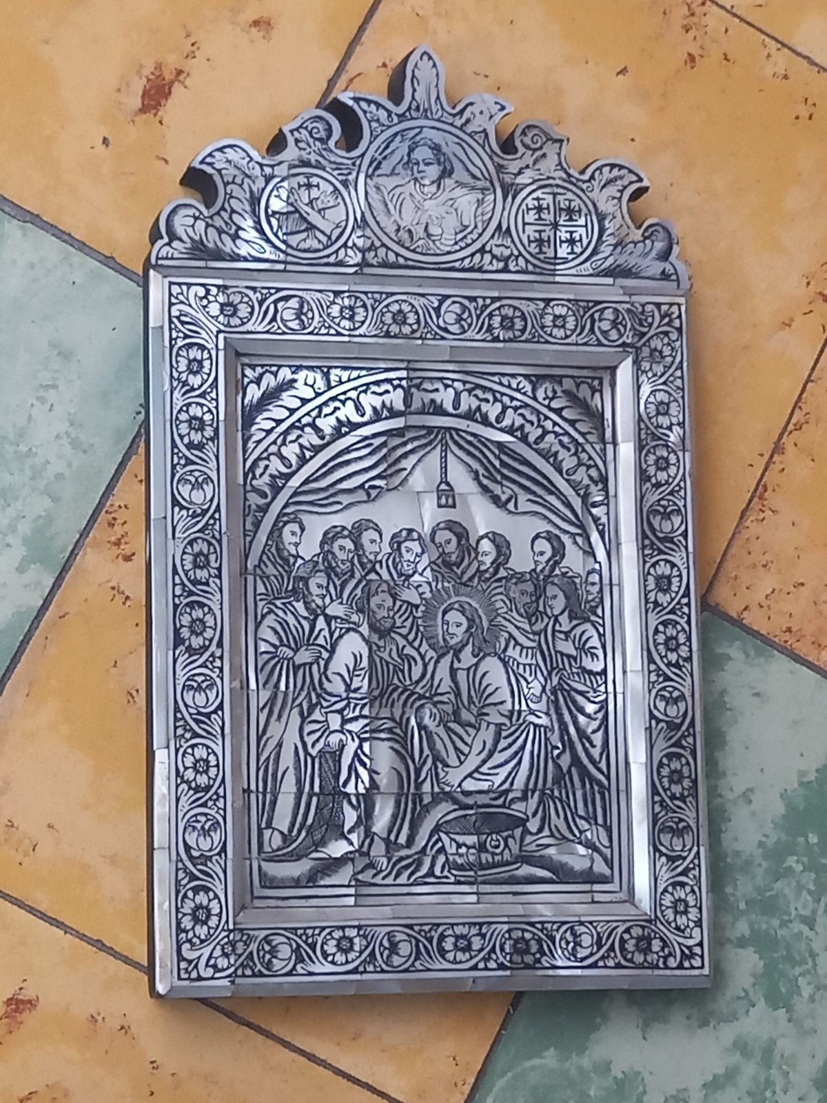 Religieus decoratief paneel, Antiek en Kunst, Ophalen of Verzenden