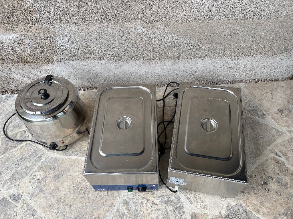 Bain-marie (2 stuks) en soepketel, Ophalen, Gebruikt, Overige typen