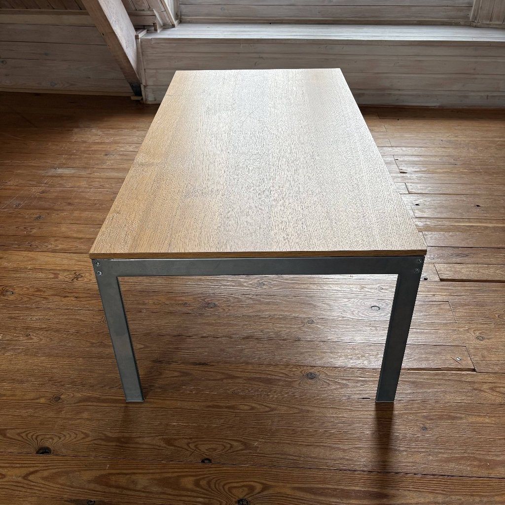 IKEA salontafels – houtlook & metalen frame – samen of apart, Ophalen, Gebruikt, 50 tot 100 cm, Eikenhout fineer met metalen poten