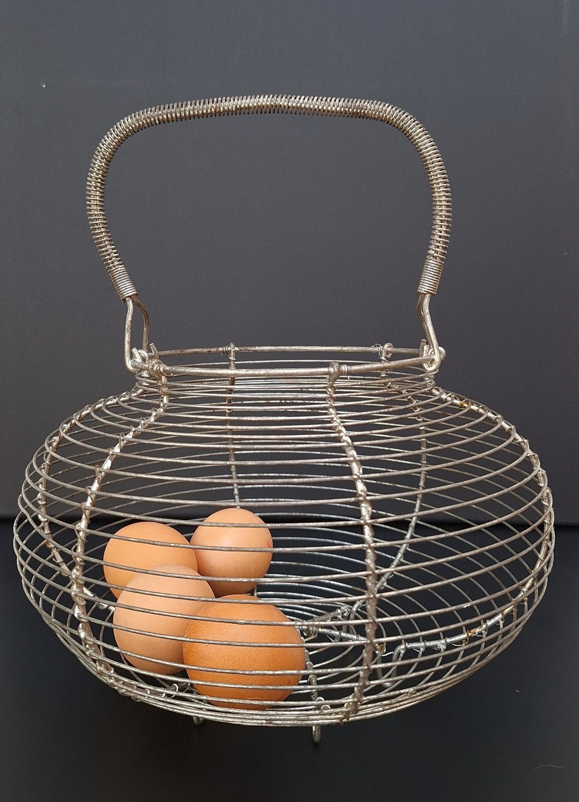 Frans verzilverde landelijke eiermand/ draadmand, Ophalen of Verzenden