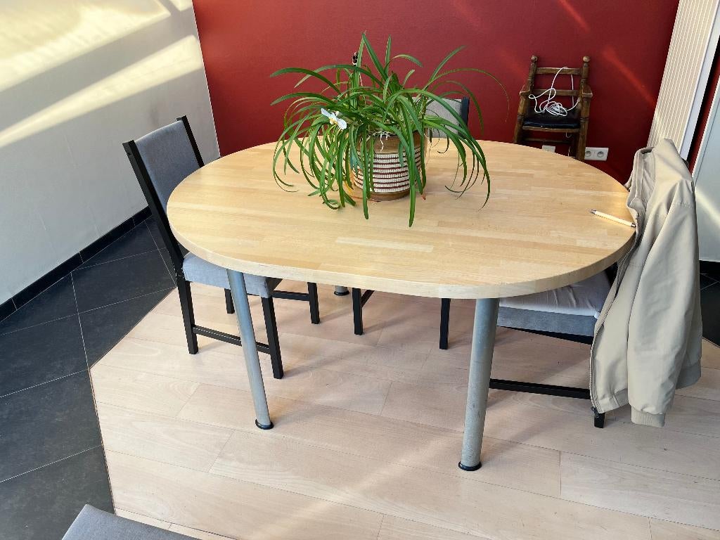 Ovale Keukentafel - Beuk - met extensie, Huis en Inrichting, Tafels | Eettafels, Ophalen, Gebruikt, Vijf personen of meer, Ovaal