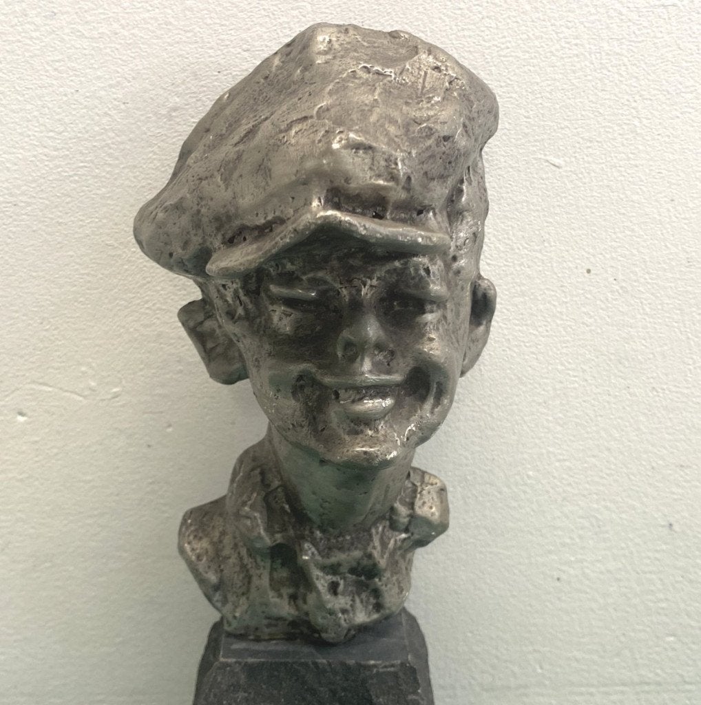 Ernest Patris - tinnen buste, Zilver, Minder dan 20 cm, Art deco, Buste