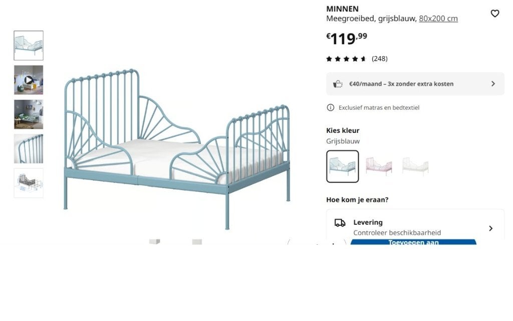 meegroeibed, Lattenbodem, 70 tot 85 cm, Ophalen of Verzenden, Zo goed als nieuw