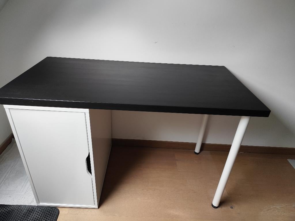 Bureau Ikea 120 x 60 CM met opbergkastje, Huis en Inrichting, Ophalen, Zwart, 120 cm, Hout