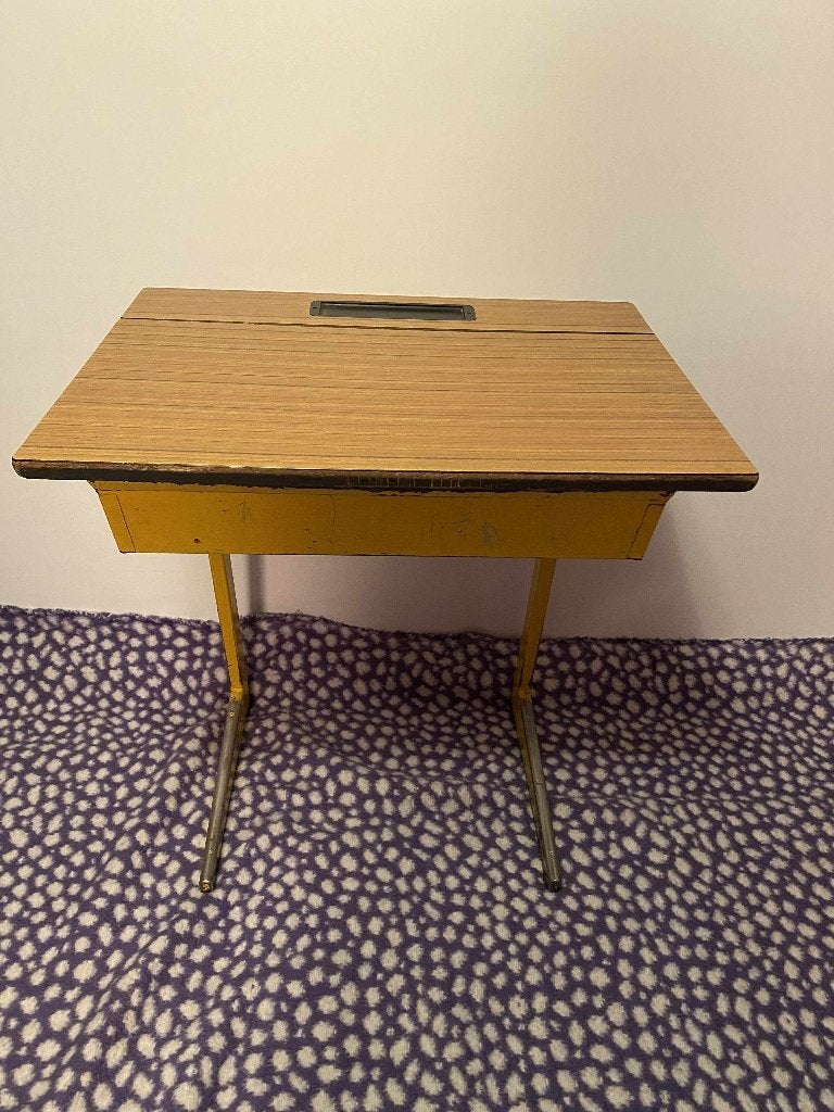 VINTAGE SET: leuke industriële lessenaar met stoel, Ophalen, Opbergruimte, Gebruikt, 60 cm