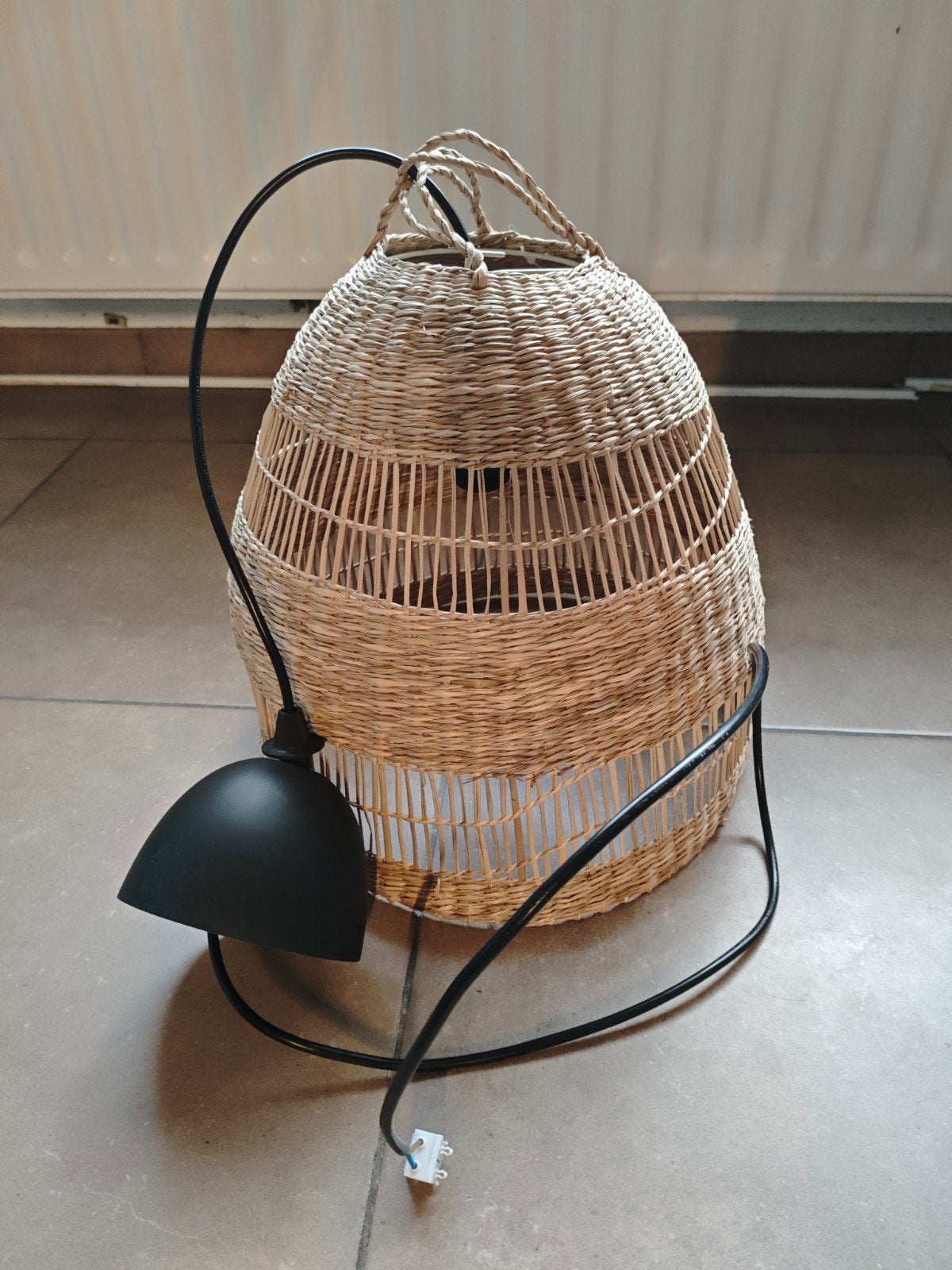 Torared hanglampkap Ikea met pendel, Ophalen of Verzenden, Zo goed als nieuw, Natuurlijk materiaal, Warm, natuurlijk, boho stijl