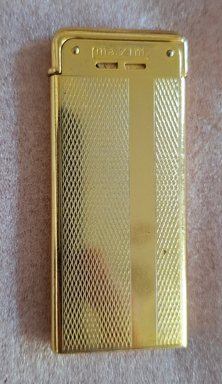 Vintage Aansteker Briquet Maxime Card 5mm gold plate 1, Collections, Enlèvement ou Envoi, Briquet