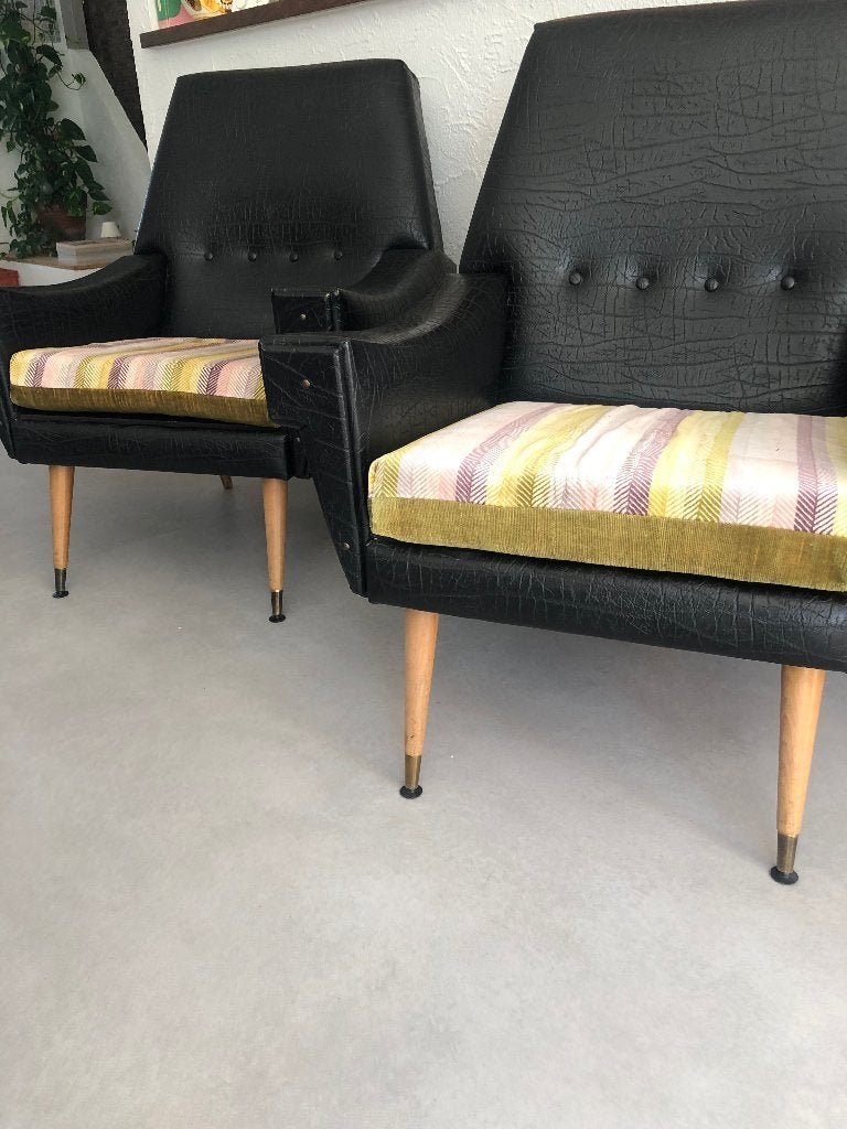 2 vintage retro fauteuils zeteltjes ‘50-60, Huis en Inrichting, Ophalen, Gebruikt