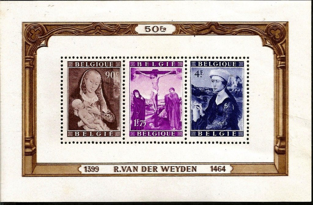 1949 Rogier Van der Weyden OBP Blok 28V*, Spoor van plakker, Orginele gom, Kunst, Ophalen of Verzenden