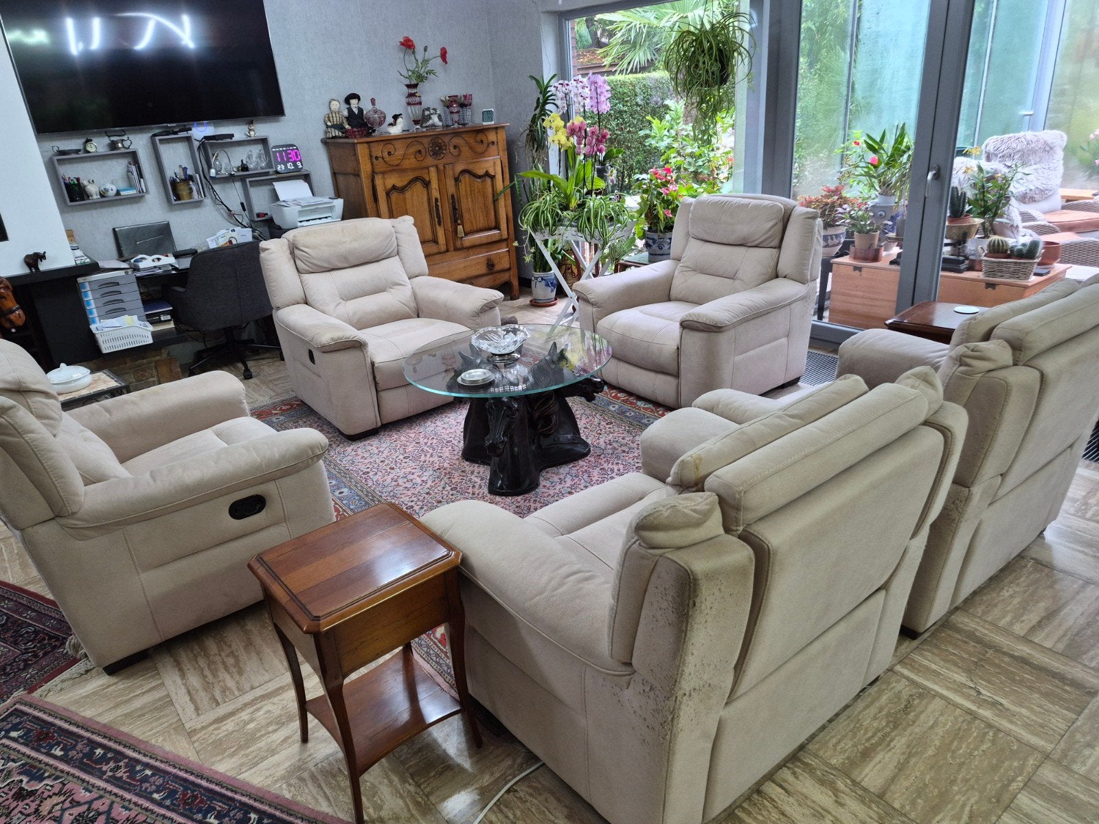 5 loungestoelen, Ophalen