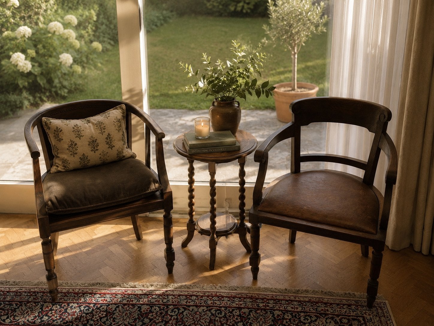 Set van 2 vintage houten armstoelen – klassiek/landelijk, Ophalen