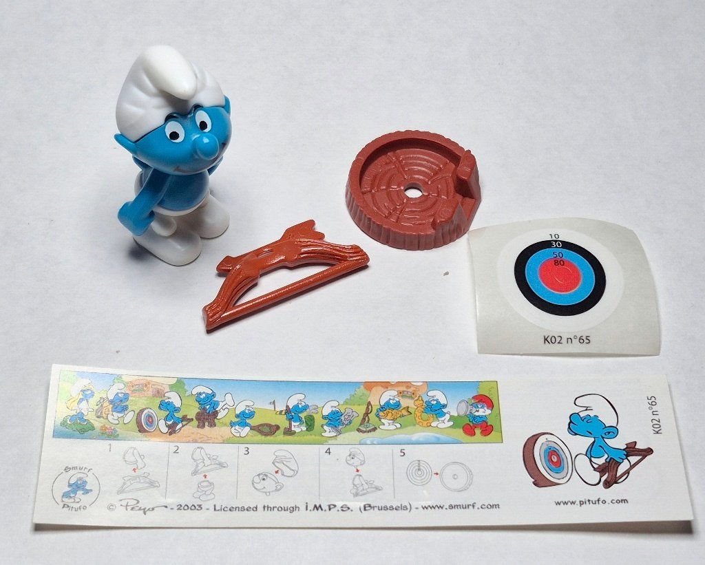 Schtroumpfs Bpz +AC Argentine K02 n 65 Schtroumpf archer, Collections, Enlèvement ou Envoi, Comme neuf, Numéros K