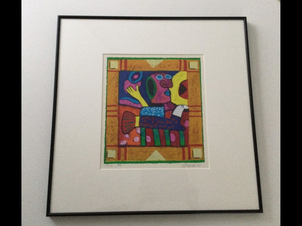 Zeefdruk/ litho van Clemens Briels, XXI in perfecte staat, Antiek en Kunst, Abstract, Zeefdruk, Ophalen of Verzenden, Gesigneerd