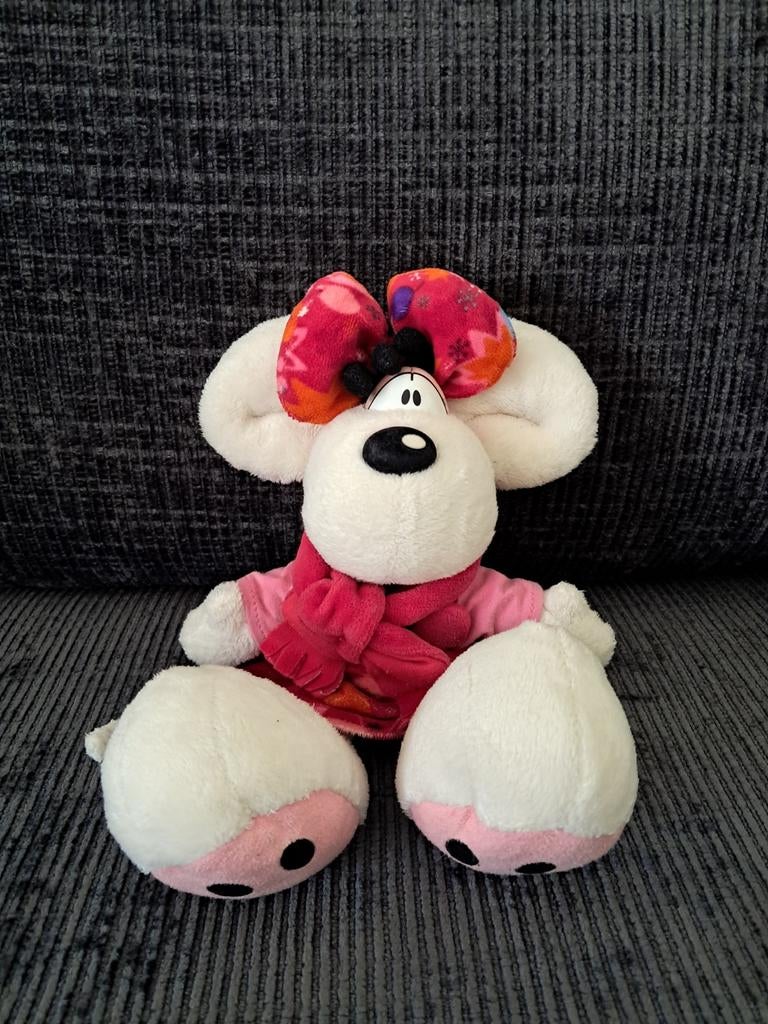 Peluche Diddlina (Diddl) robe hiver, Enlèvement ou Envoi, Diddlina, Utilisé, Peluche