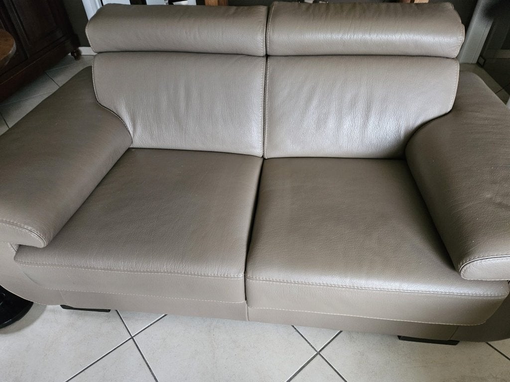 Lederen salon taupe, Enlèvement, Utilisé, Cuir, Tijdloos modern