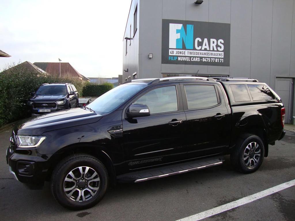 Ford Ranger 212pk, camera, gps, btw in, 2021, leder, xenon, Auto's, 4 deurs, Gebruikt, 4 cilinders, Zwart