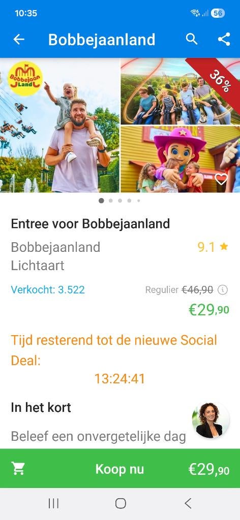 Bobbejaanland ticket €25 (Social Deal), Tickets en Kaartjes, Eén persoon, Ticket of Toegangskaart