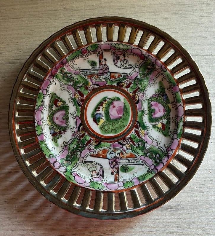 Belle assiette à médaillon vintage en forme de rose chinoise, Enlèvement ou Envoi