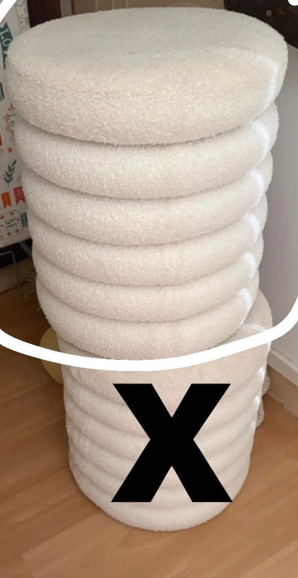 Pouf tabouret bouclette blanc, Rond, Comme neuf, Enlèvement, Autres matériaux