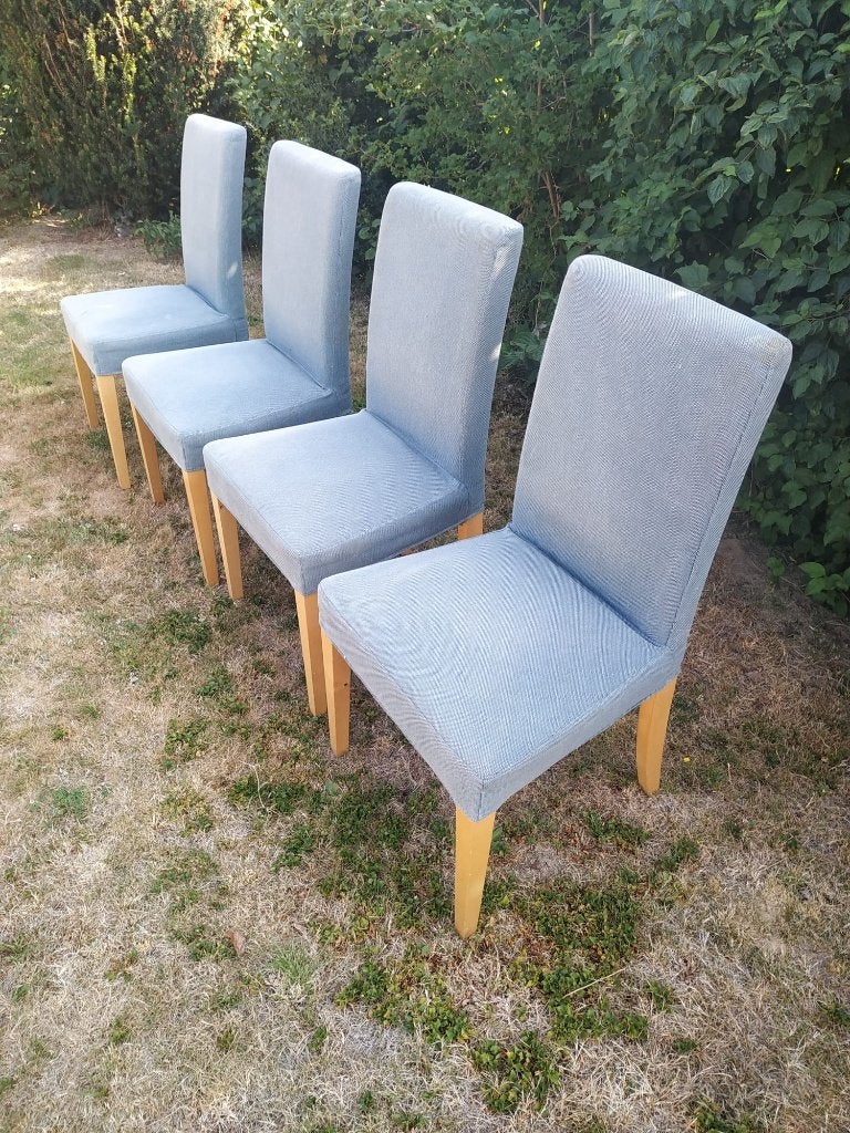 eetkamer stoelen, Huis en Inrichting, Stoelen, Zo goed als nieuw, Vier, Hout, Stof, Blauw, Ophalen