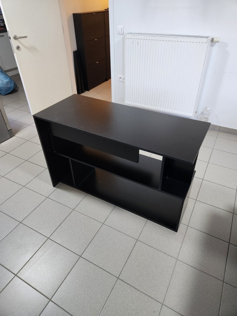 Zwart uitschuifbaar hoekbureau met opbergkast – 225 cm, 70 à 120 cm, 70 à 120 cm, Moins de 40 cm, Enlèvement