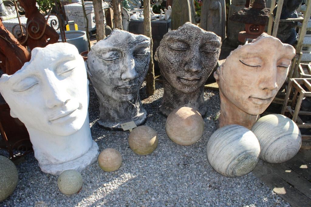 statue visage en pierre XXL patiné H : 1 m 18 cm !, Enlèvement, Neuf, Pierre, Autres types