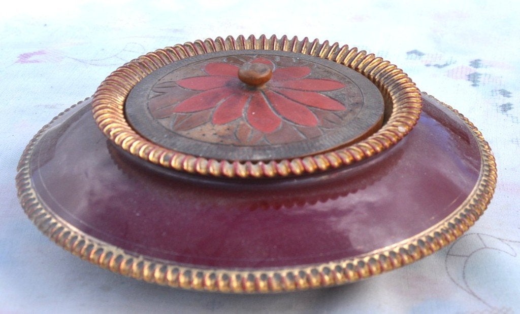 boite a bijoux en faience couvercle en bois, Enlèvement ou Envoi