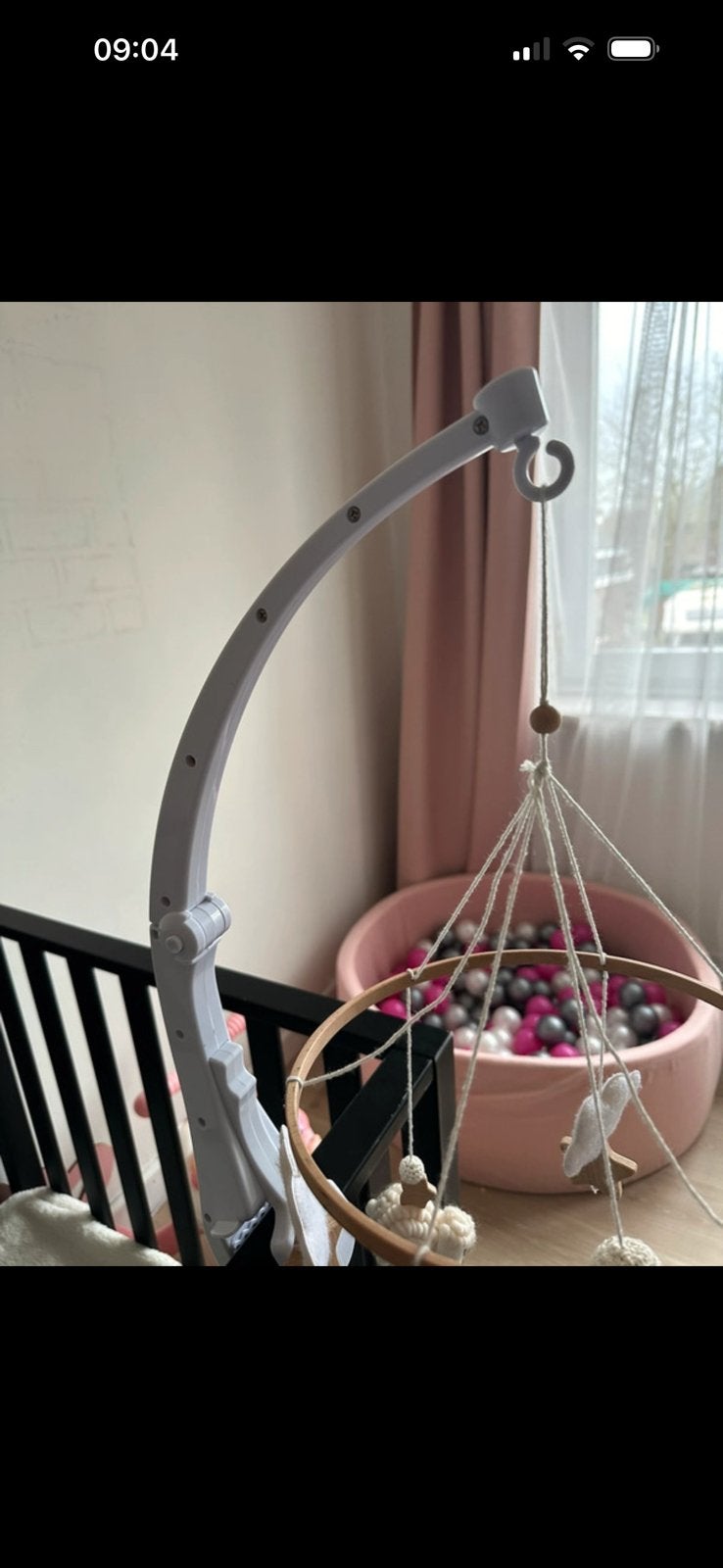 Houten babymobiel met houder, Ophalen, Zo goed als nieuw